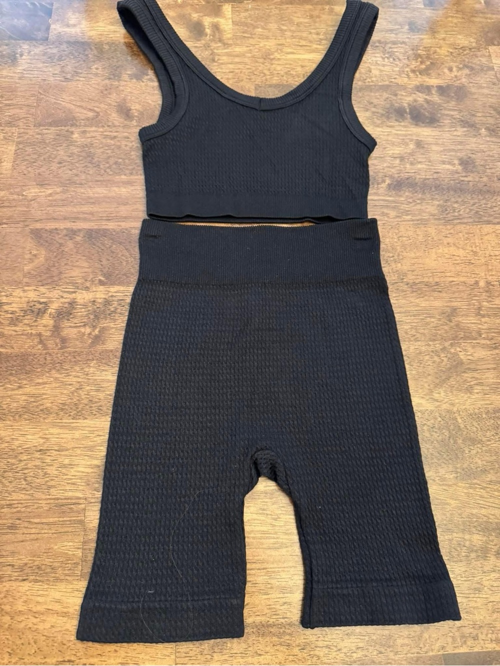 No Boundaries Black Ribbed Crop Tank & Bike Short Set